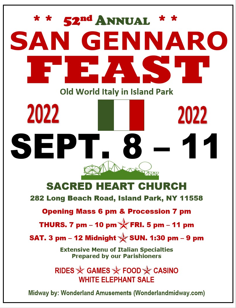 Sacred Heart Church Feast of San Gennaro 2022 Island Park, NY NY